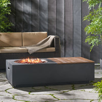 Outdoor 50,000 BTU Lightweight Concrete Rectangular Fire Pit Table
