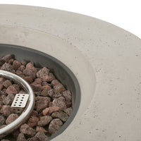 Modern Outdoor 50,000 BTU Round MgO Concrete Propane Fire Pit, Light