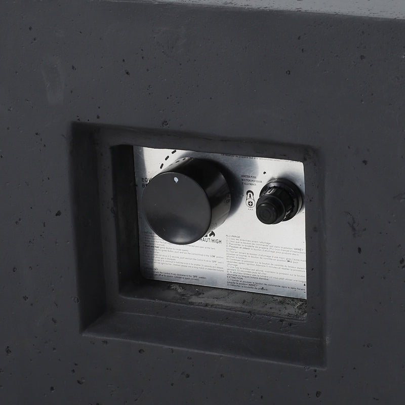 Modern 50,000 BTU Square MgO Fire Table with Propane Tank in Dark Grey