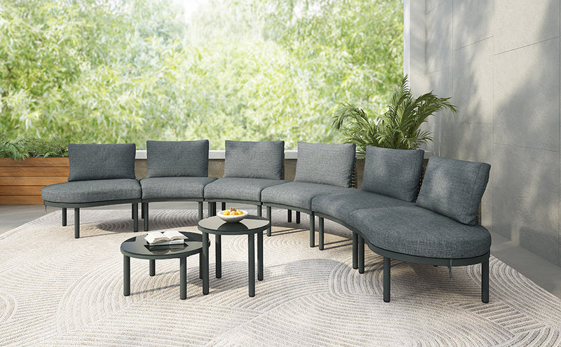 8-Piece Patio Sofa Furniture Set, Half Moon Outdoor Sectional Sofa