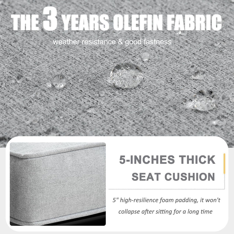 Aluminum Furniture Set with Fire Pit Table, 5 Pieces Patio Sectional