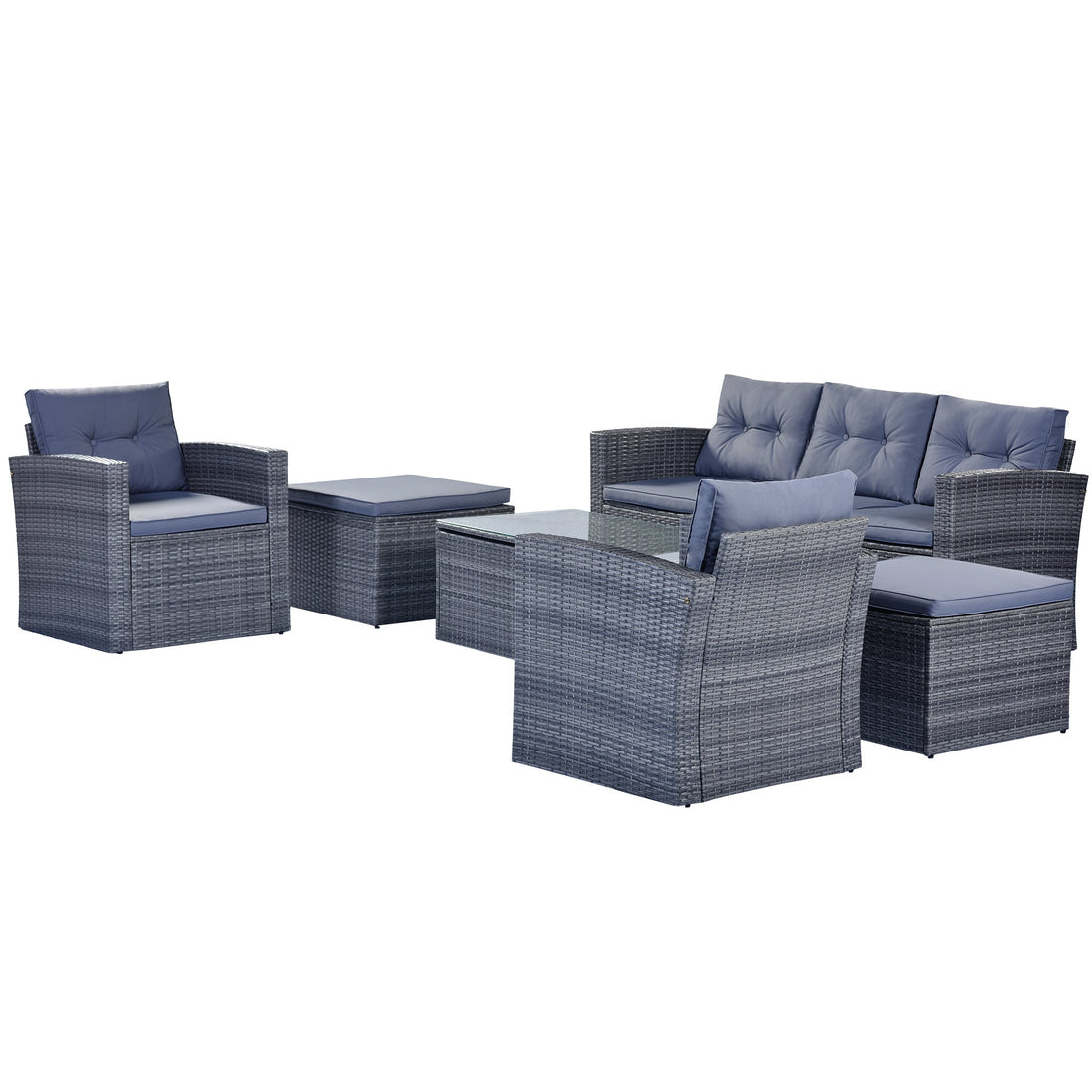 6-piece All-Weather PE rattan Patio Outdoor Dining Conversation