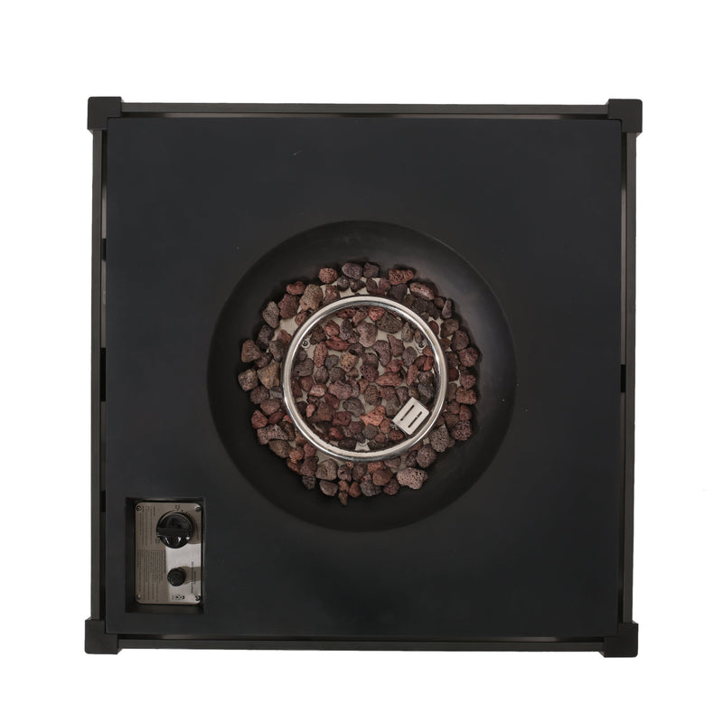 Rustic Style Outdoor 31' WPC Base Square Propane Fire Pit, 40,000 BTU,