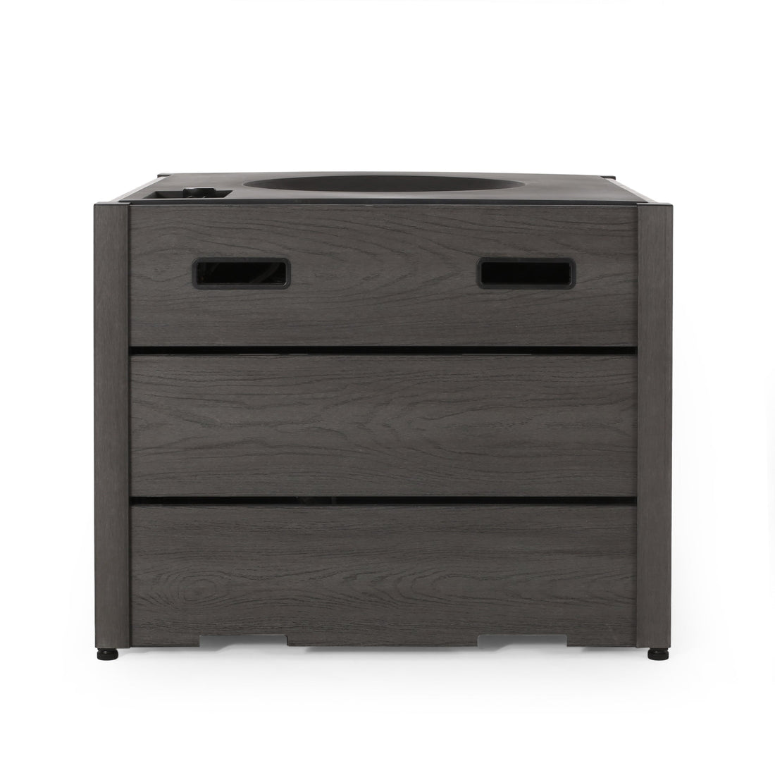 Rustic Style Outdoor 31' WPC Base Square Propane Fire Pit, 40,000 BTU,