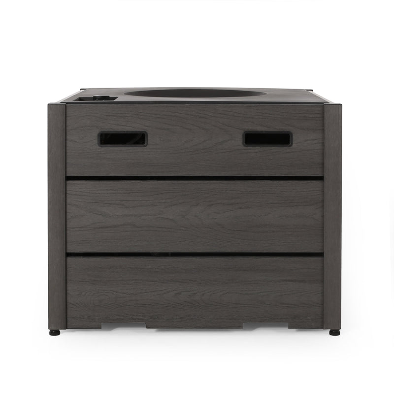 Rustic Style Outdoor 31' WPC Base Square Propane Fire Pit, 40,000 BTU,