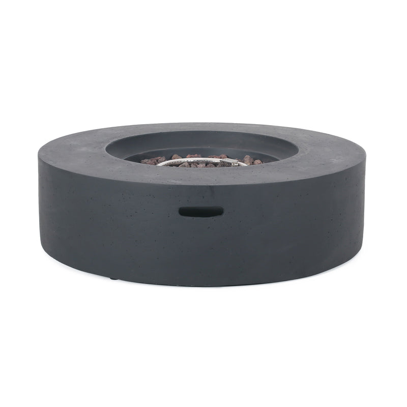 Modern Lightweight Concrete Outdoor Circular Fire Pit 50,000 BTU Dark