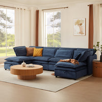 Double-Layer Cushion Modern Large U-Shaped Modular Sofa, Freely