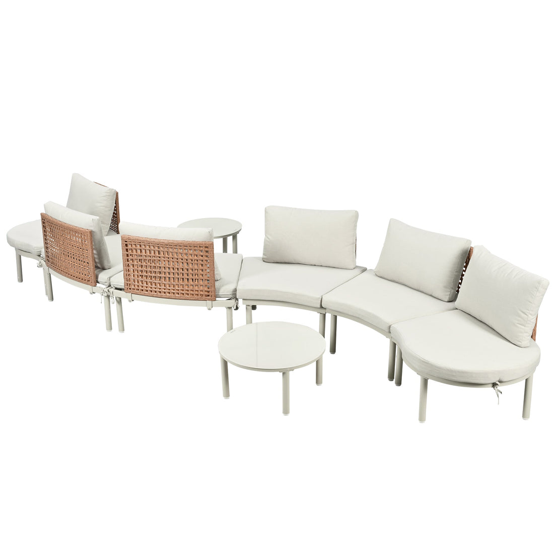 8-Piece Patio Sofa Furniture Set, Half Moon Outdoor Sectional Sofa
