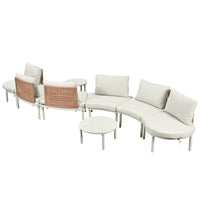 8-Piece Patio Sofa Furniture Set, Half Moon Outdoor Sectional Sofa