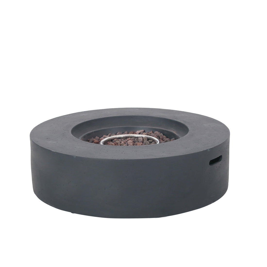 Modern Lightweight Concrete Outdoor Circular Fire Pit 50,000 BTU Dark
