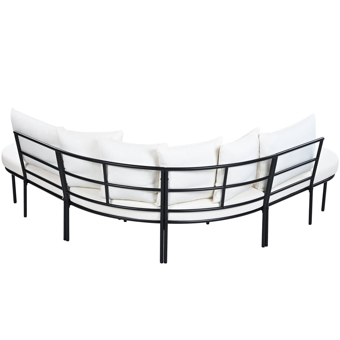 Patio Half- Moon Curved Outdoor Furniture Sofa Set with Coffee Table