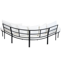 Patio Half- Moon Curved Outdoor Furniture Sofa Set with Coffee Table