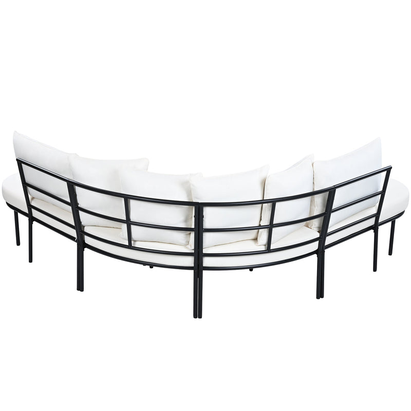 Patio Half- Moon Curved Outdoor Furniture Sofa Set with Coffee Table