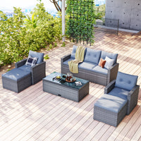 6-piece All-Weather PE rattan Patio Outdoor Dining Conversation
