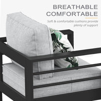 Aluminum Furniture Set with Fire Pit Table, 5 Pieces Patio Sectional