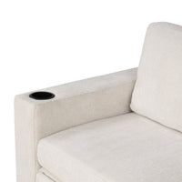 Beige Chenille Sectional Sofa Convertible Pull-out Bed with Storage