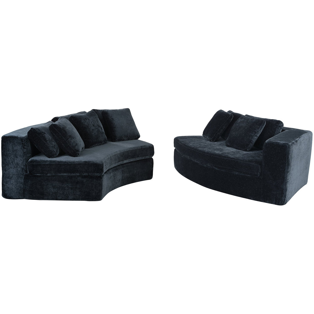 4-Seater Curved Modular Chenille Sofa – Navy Blue