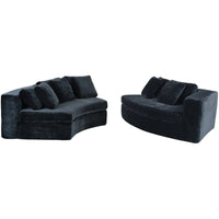 4-Seater Curved Modular Chenille Sofa – Navy Blue
