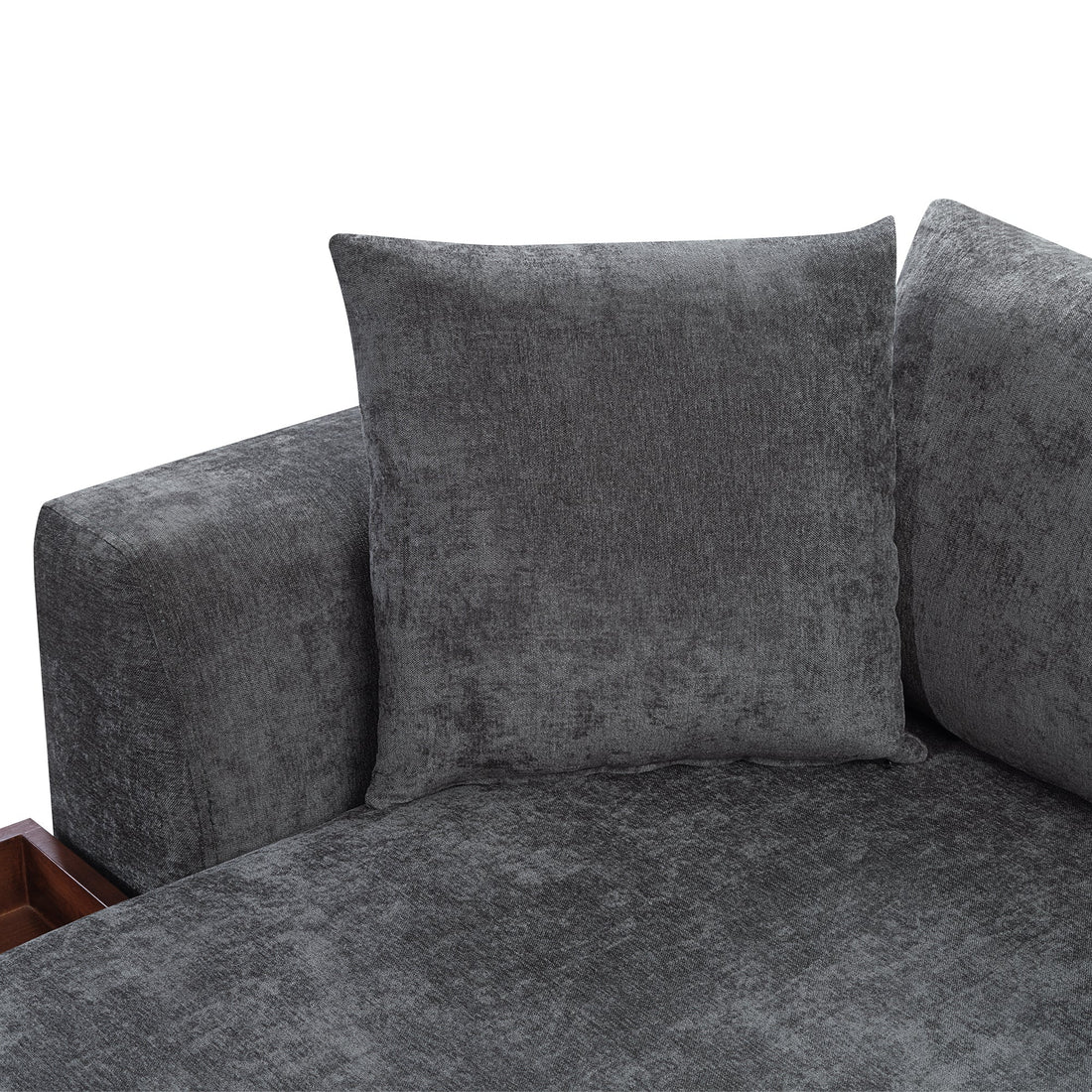 Modern L-Shaped Sectional Sofa with Storage in Gray Chenille, 93.7'