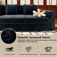 4-Seater Curved Modular Chenille Sofa – Navy Blue