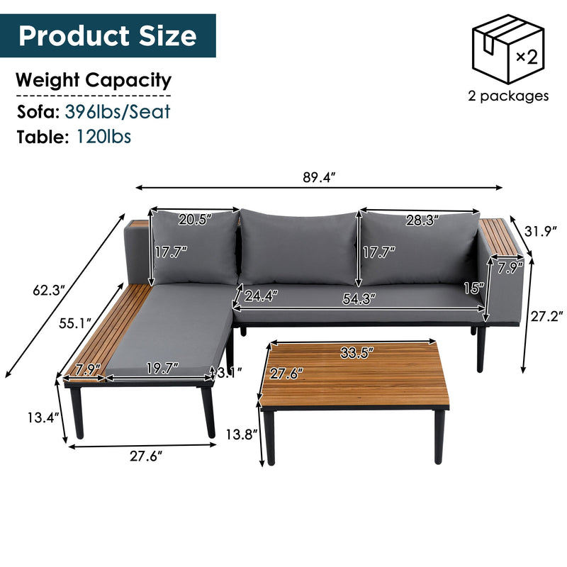 Luxury Patio Furniture Set with Removable Cushions and Coffee Table