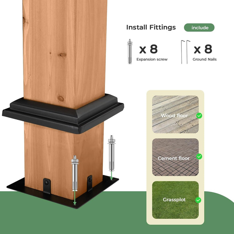 11X13 Wood Gazebo, Outdoor Hardtop Gazebo with Netting and Curtains,