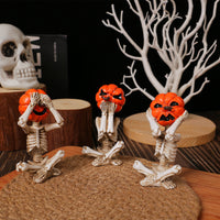 Pumpkin Head Skull Ornaments – 3-Piece Set