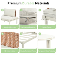 8-Piece Patio Sofa Furniture Set, Half Moon Outdoor Sectional Sofa