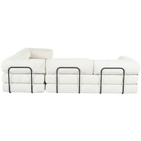 L-Shaped Modular Sofa Bed in Corduroy Fabric, Ideal for Living Rooms