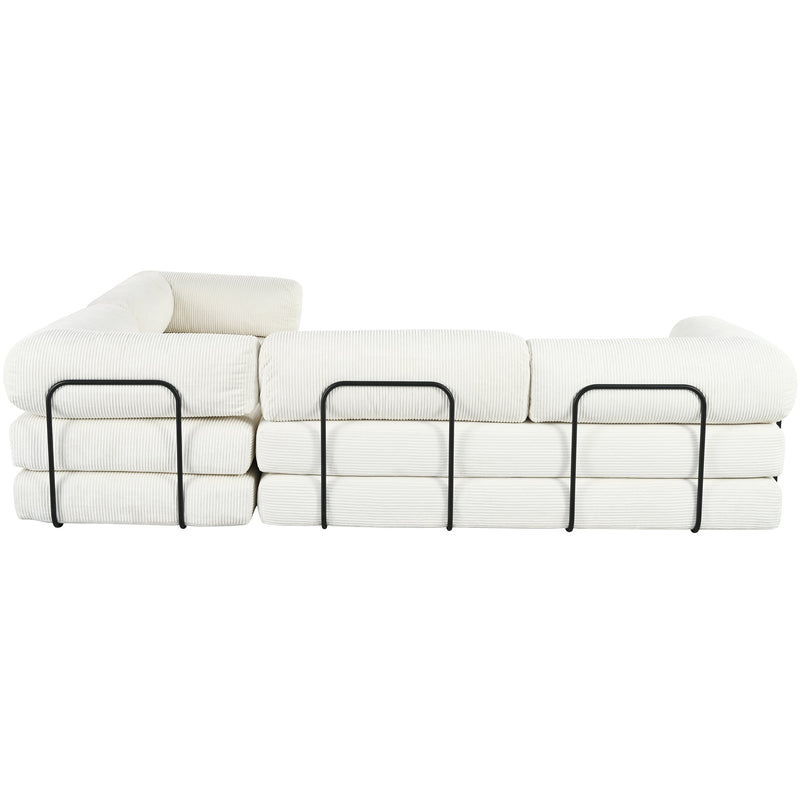 L-Shaped Modular Sofa Bed in Corduroy Fabric, Ideal for Living Rooms