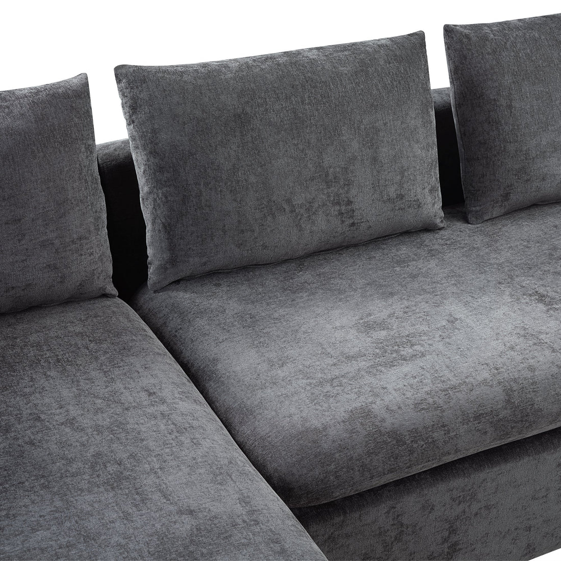 Modern L-Shaped Sectional Sofa with Storage in Gray Chenille, 93.7'