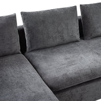 Modern L-Shaped Sectional Sofa with Storage in Gray Chenille, 93.7'