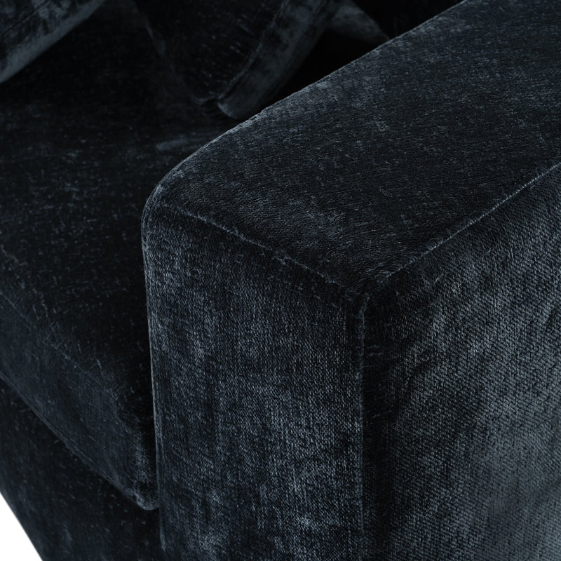 4-Seater Curved Modular Chenille Sofa – Navy Blue