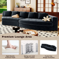 4-Seater Curved Modular Chenille Sofa – Navy Blue