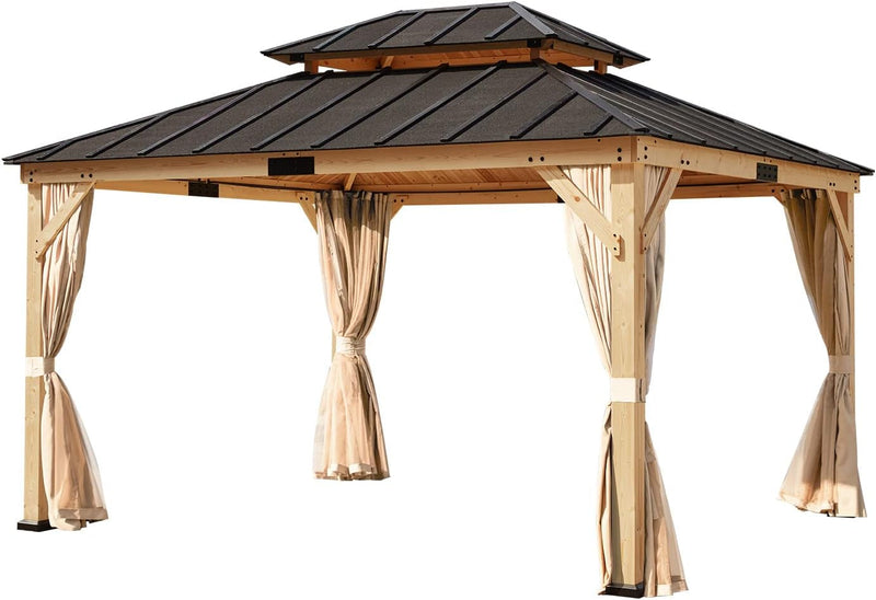 Spruce Wood Double Roof Gazebo 11x13