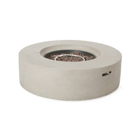 Modern Outdoor 50,000 BTU Round MgO Concrete Propane Fire Pit, Light