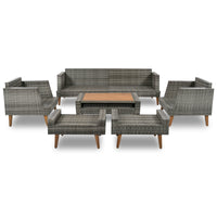 6-Pieces All Weather PE Wicker Sofa Set, Outdoor Rattan sofa With