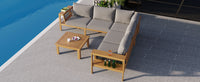 4 Pieces Outdoor Acacia Wood Sofa Set, Woven Mesh Armrests, L-Shaped