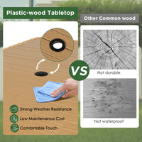 7 Pieces Patio Dining Set, Outdoor Wicker Furniture Set, Plastic-wood