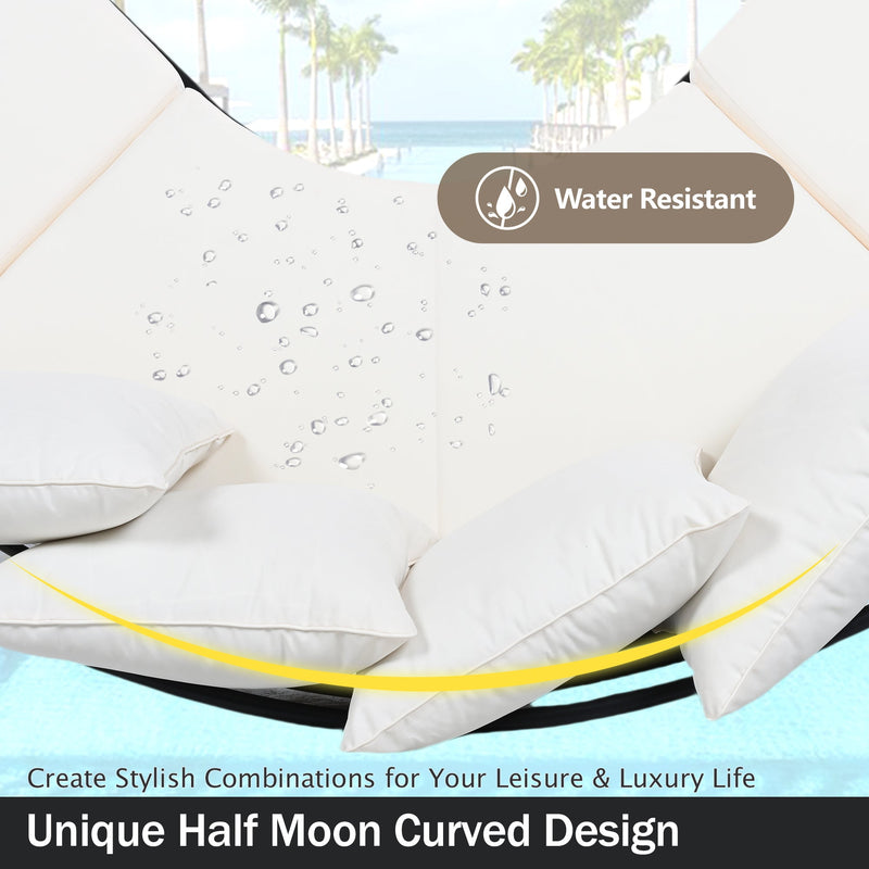 Patio Half- Moon Curved Outdoor Furniture Sofa Set with Coffee Table