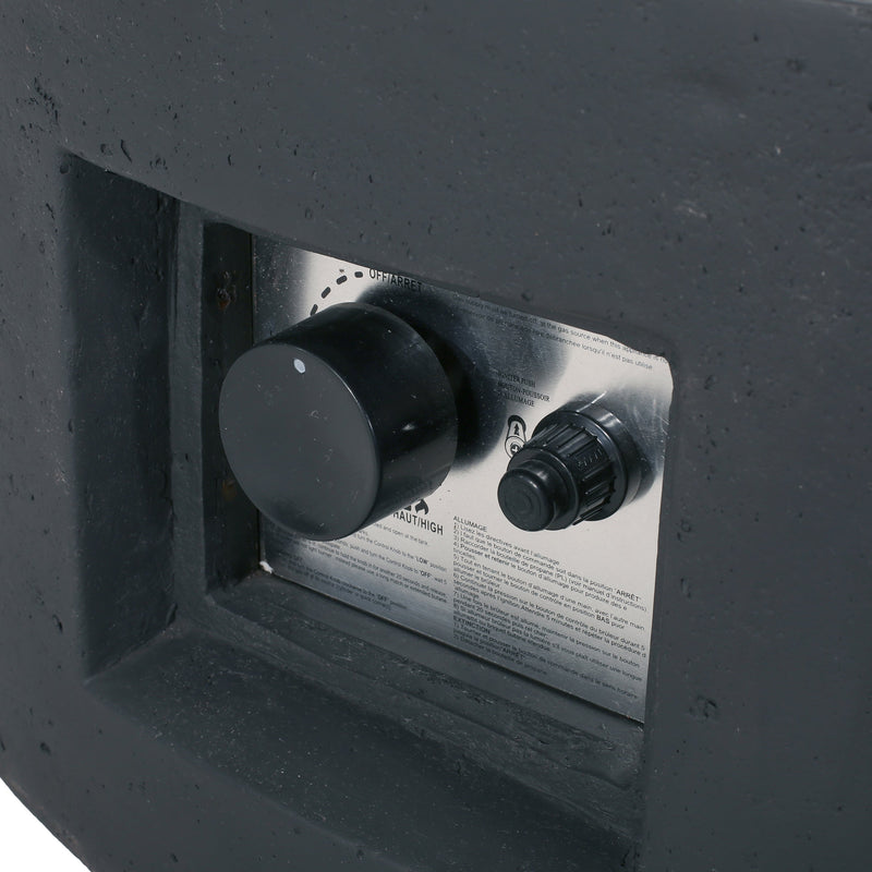 Modern Lightweight Concrete Outdoor Circular Fire Pit 50,000 BTU Dark