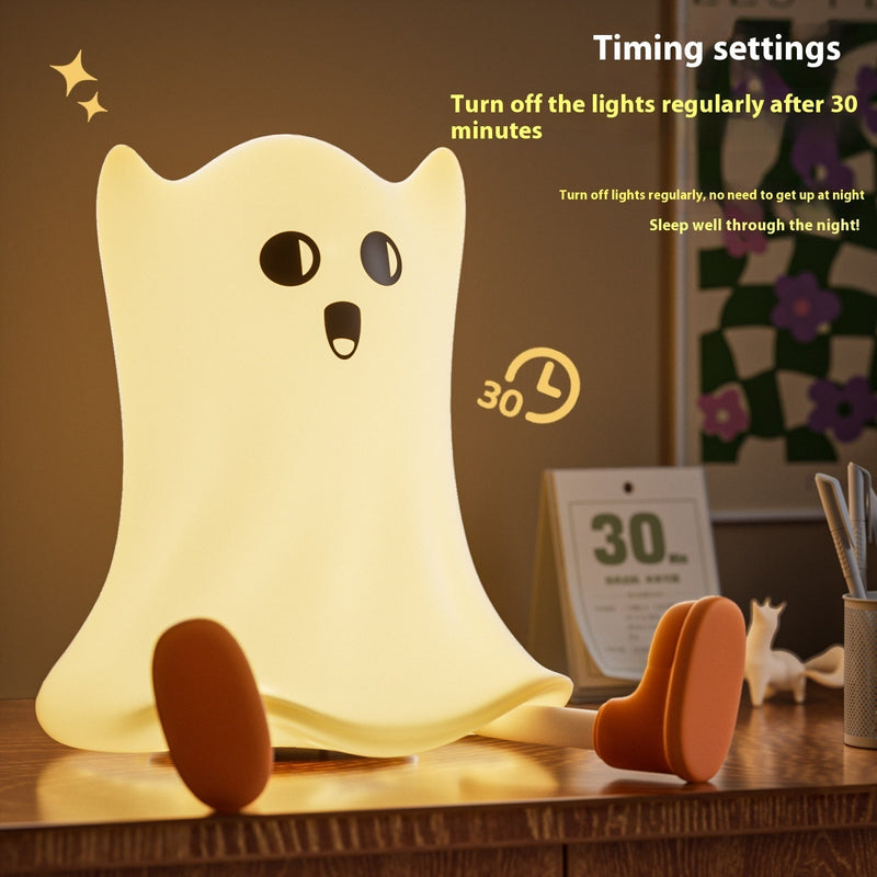 Halloween Silicone Ghost Shaped Bedside Lamp With Touch Control Soft