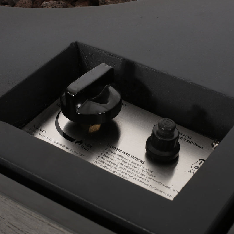 Rustic Style Outdoor 31' WPC Base Square Propane Fire Pit, 40,000 BTU,