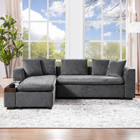 Modern L-Shaped Sectional Sofa with Storage in Gray Chenille, 93.7'