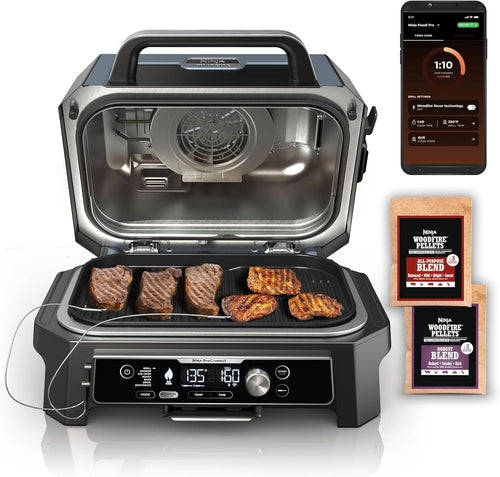 XL Smart Grill Smoker: 7-in-1, App Control, Black