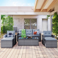6-piece All-Weather PE rattan Patio Outdoor Dining Conversation