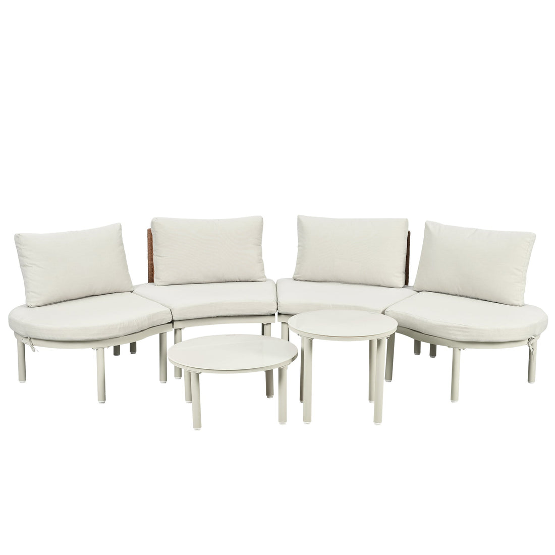 6-Piece Patio Sofa Furniture Set, Half Moon Outdoor Sectional Sofa