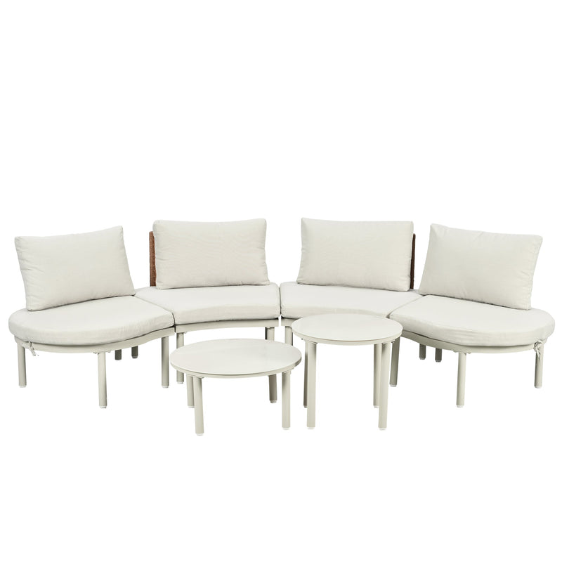 6-Piece Patio Sofa Furniture Set, Half Moon Outdoor Sectional Sofa