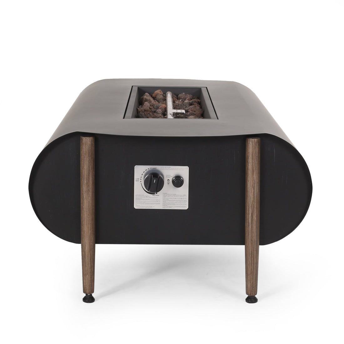 Vernon Rectangle Fire Pit 50,000 BTU Dark Gray Iron 50x25.5x15.25