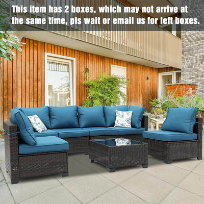 Ainfox 7 Pieces Patio Furniture Set Outdoor Rattan Wicker Patio Conversation Set with Coffee Table